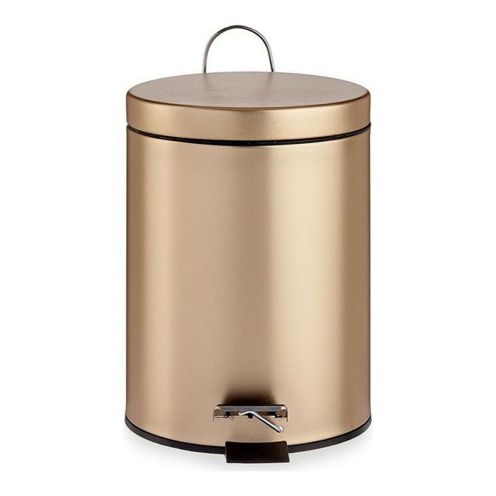 Papelera con Pedal Dorado Metal Plástico 5 L (20,5 x 27,5 x 26,5 cm) 0 Papelera con Pedal Dorado Metal Plástico 5 L (20,5 x 27,5 x 26,5 cm) 0