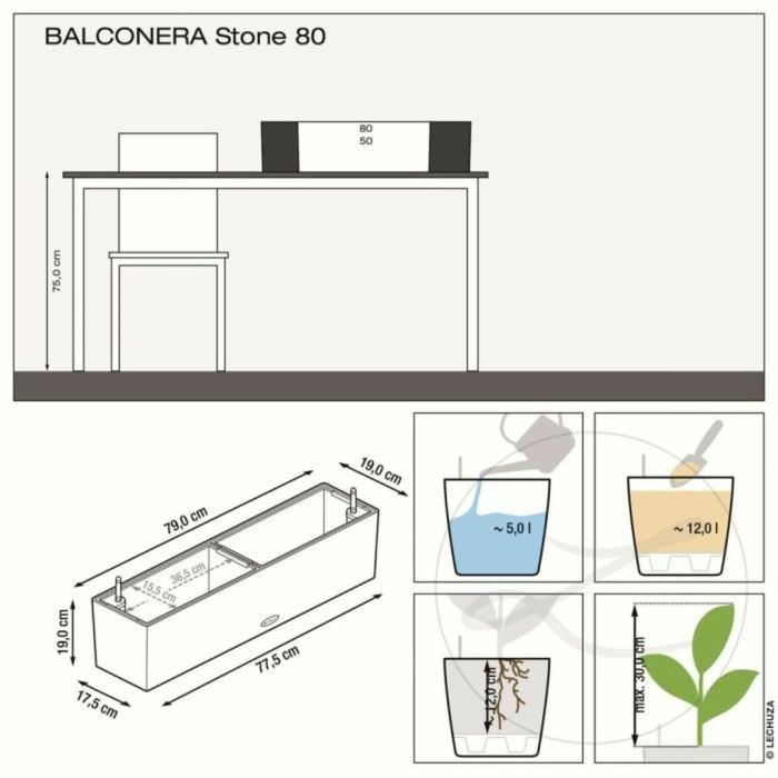 Lechuza LEC4008789156617 Jardinera Balconera Stone 80 Todo en Uno Beige 2