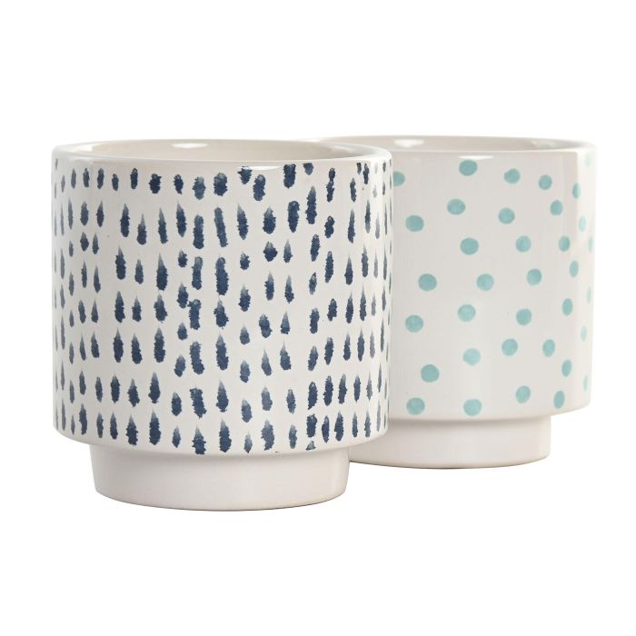 Macetero Urban DKD Home Decor Blanco Azul Marino 14 x 14 x 14 cm Set de 3 (8 Unidades) 1 Macetero Urban DKD Home Decor Blanco Azul Marino 14 x 14 x 14 cm Set de 3 (8 Unidades) 1