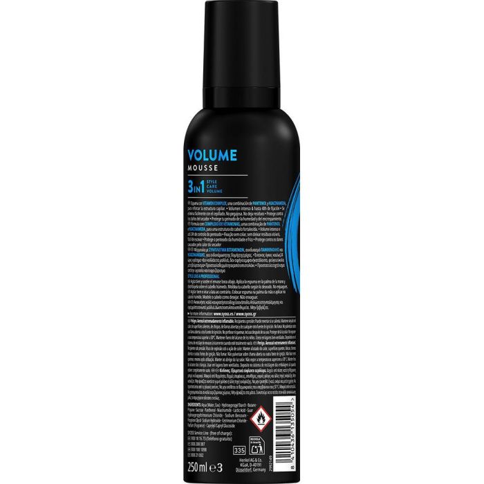 Syoss VOLUME LIFT anti-flat system Mousse 3 en 1 para Cabello sin Volumen, Espuma, 250 ml
