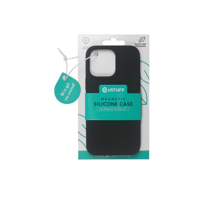 eSTUFF Funda Magnética DUBLIN para iPhone 14 Pro Max - Silicona Negra Compatible MagSafe 1