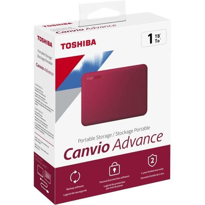 Disco Duro Externo Toshiba CANVIO ADVANCE Rojo 1 TB USB 3.2 Gen 1 3