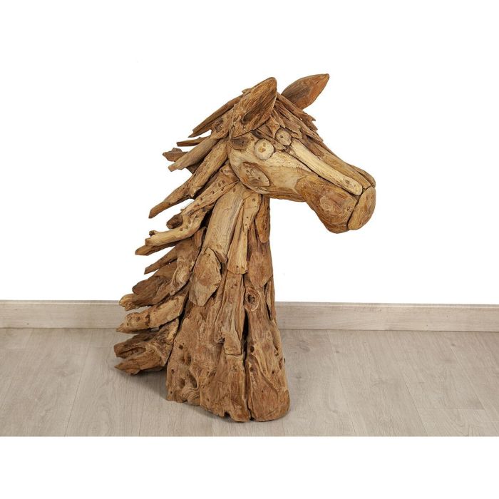 Escultura Romimex Natural madera de teca 35 x 90 x 25 cm Caballo 1