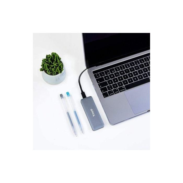 Tooq Caja Externa SSD M.2 SATA TQE-2281G USB 3.0 Aluminio Gris Sin Tornillos para Discos NGFF B-Key hasta 1TB 3