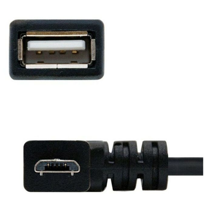 Cable USB 2.0 A a USB B NANOCABLE CABLE USB 2.0 OTG ACODADO, TIPO MICRO B/M-A/H, NEGRO, 15 CM 15 cm Negro Macho/Hembra 2