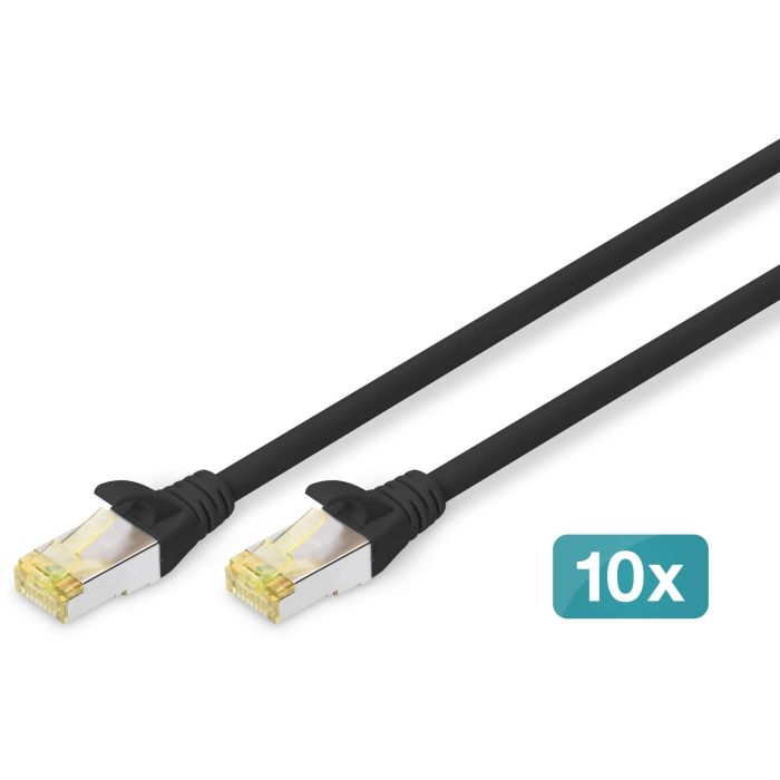 DIGITUS CAT 6A S/FTP Patchkabel. 10 Stück. 0.5m. schwarz