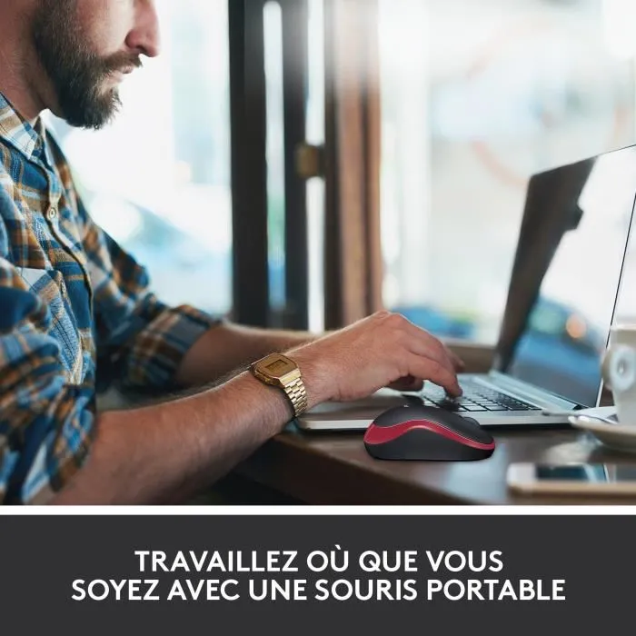 LOGITECH Ratón M185 Óptico 1000 DPI Inalámbrico Negro/Rojo 910-002237 2