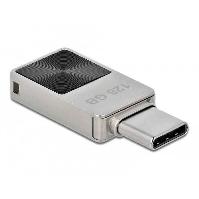 DeLOCK Mini USB 3.2 Gen 1 USB-C 128GB Plata - Lápiz de memoria metálico, 100 MB/s, Plug & Play