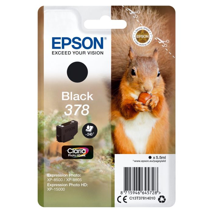 EPSON Singlepack Black 378 Claria Photo HD Ink