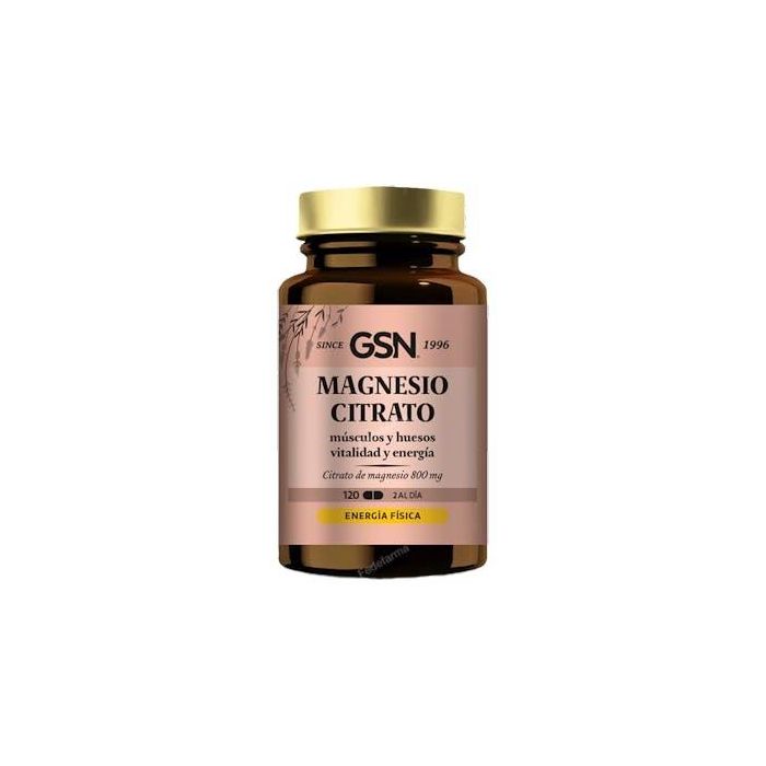 GSN Magnesio Citrato 800 mg. 120 Comprimidos para Huesos, Músculos, Nervios, Reducir Cansancio y Fatiga