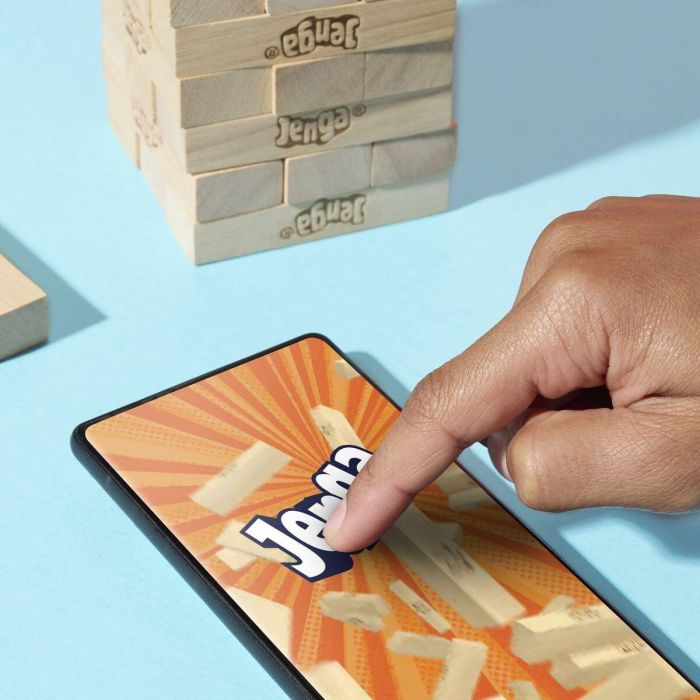 Hasbro Games G1499 Juego Jenga Clásico de Torre de Bloques. Habilidad y Estrategia para +6 años, con App Gratuita Español/Portugués 10