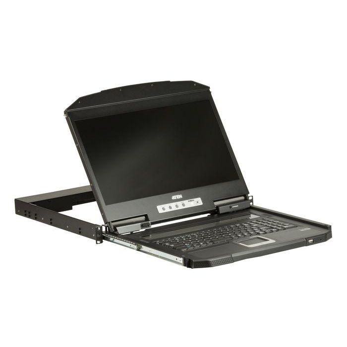 Aten Consola LCD KVM Single Rail 18.5" Widescreen Ultra Short Depth con Teclado y Touchpad, USB/VGA 2