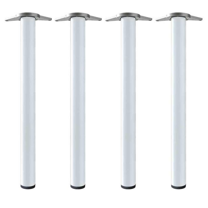 Patas De Mesa Juego de 4 Patas de Mesa Modelo Neiva, Fabricadas en Metal, Diámetro 60mm, Altura 710mm, Acabado Blanco