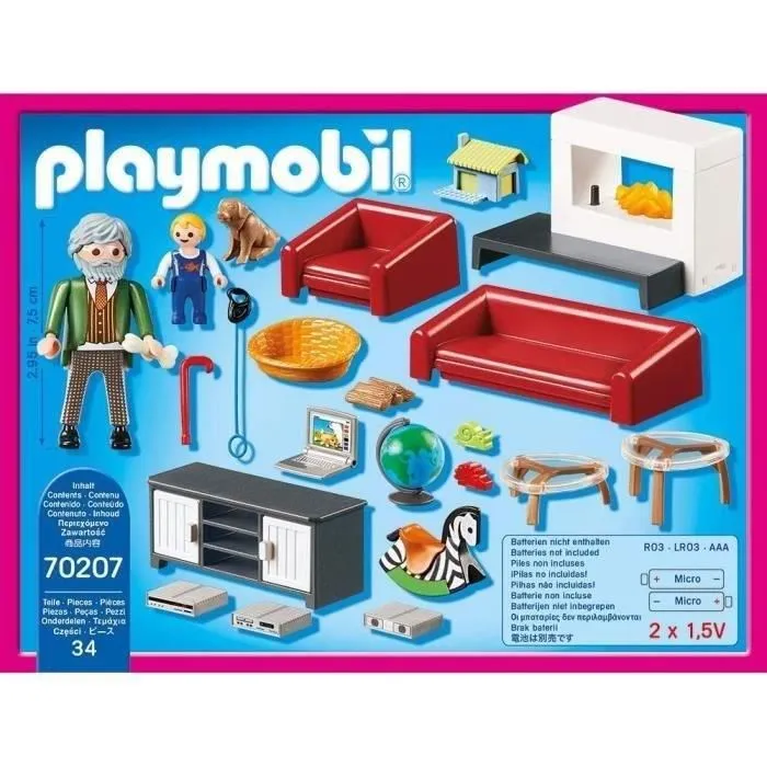 Playmobil Casa de Muñecas Salón con Abuelo, Nieto y Muebles 2