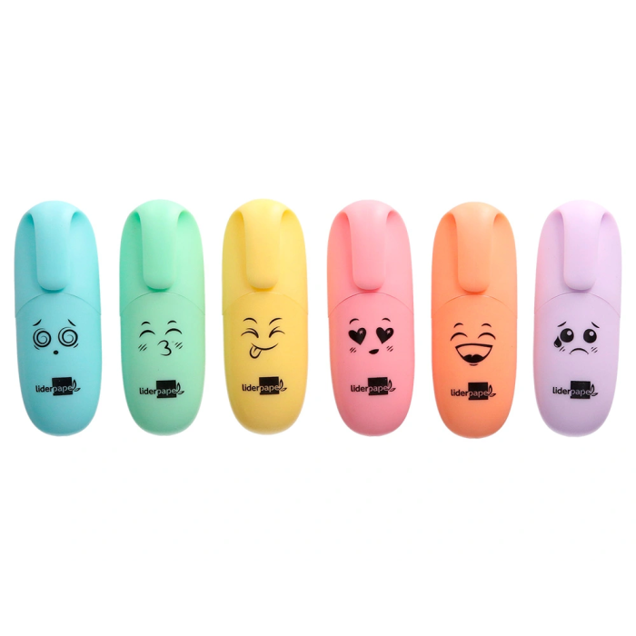 Liderpapel Rotulador Mini Fluorescente Pastel Punta Biselada Estuche 6 Unidades Colores Surtidos Trazo 1-4 mm 3