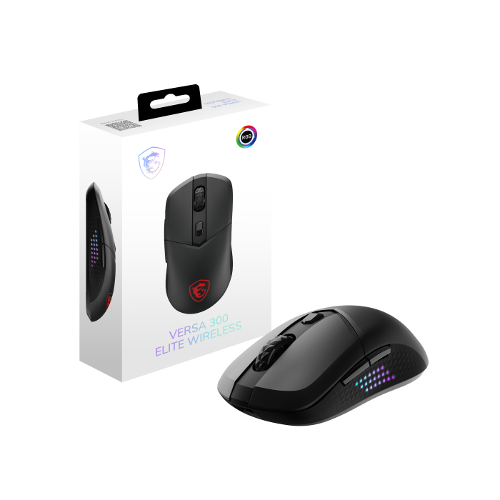 MSI Ratón VERSA 300 ELITE WIRELESS Inalámbrico Bluetooth USB Óptico 8.000 DPI RGB Negro 0 MSI Ratón VERSA 300 ELITE WIRELESS Inalámbrico Bluetooth USB Óptico 8.000 DPI RGB Negro 0