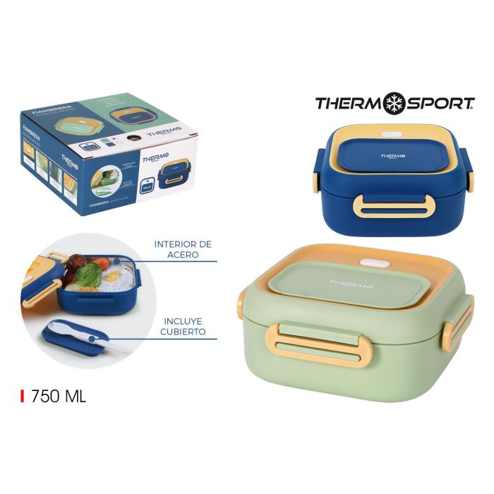 Fiambrera de plástico y acero cuadrada 750 ml Thermosport (6 Unidades) Fiambrera de plástico y acero cuadrada 750 ml Thermosport (6 Unidades)
