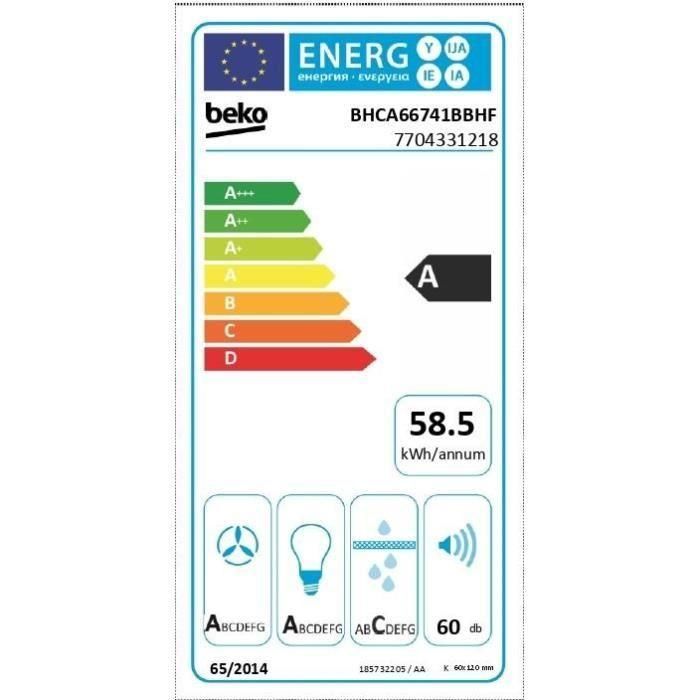 BEKO BHCA66741BBHF campana de pared - 60 cm 3 BEKO BHCA66741BBHF campana de pared - 60 cm 3