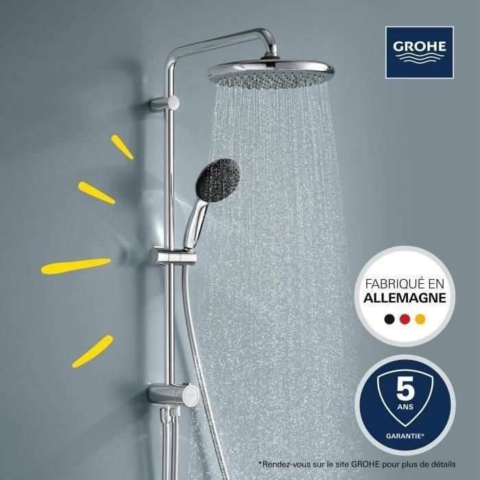 Columna de ducha con desviador manual - Ahorro de agua - GROHE Vitalio Start System 250 - Cromo - 26680001 1