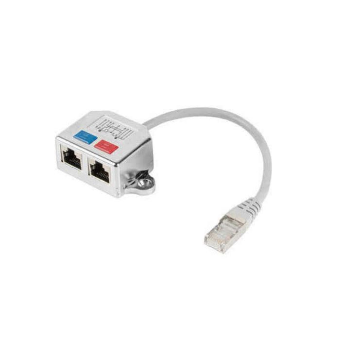 Lanberg Splitter Ethernet FTP RJ45 Adaptador para Separar Cable de Red en Dos Conexiones de 100 Mbps Cat. 5e Blindaje FTP Plata 15cm Macho/Hembra x2