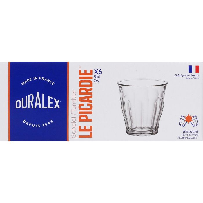 Duralex Set 6 Vasos Transparentes 90 cc Picardie ø6.5x6.5x7 cm (24 Cajas)