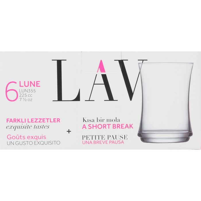 Set de 6 vasos de vidrio Lune 225 cc - Lav (8 Cajas) 1 Set de 6 vasos de vidrio Lune 225 cc - Lav (8 Cajas) 1