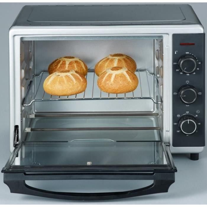 Severin TO2056 Mini Horno de Convección 30 L, 1600 W, Aire Caliente, Negro/Plata, Temp. 0-230°C, Calentadores Independientes 2