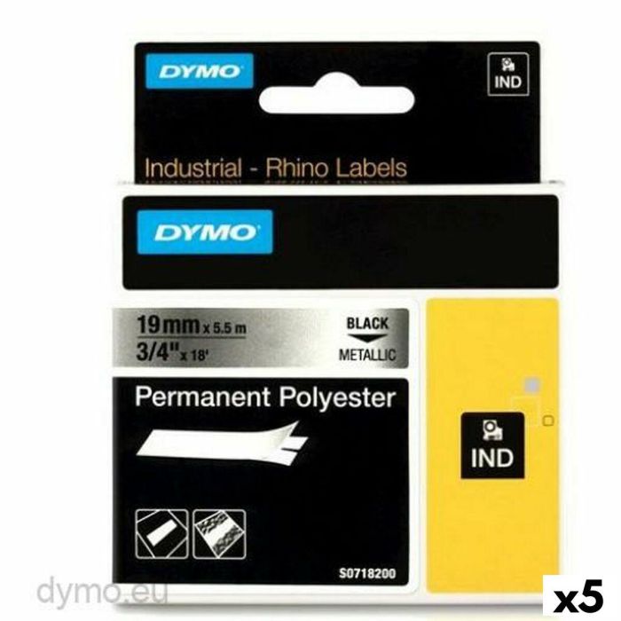 Cinta Laminada para Rotuladoras Rhino Dymo ID1-19 19 x 5,5 mm Negro Gris Autoadhesivas (5 Unidades) Cinta Laminada para Rotuladoras Rhino Dymo ID1-19 19 x 5,5 mm Negro Gris Autoadhesivas (5 Unidades)