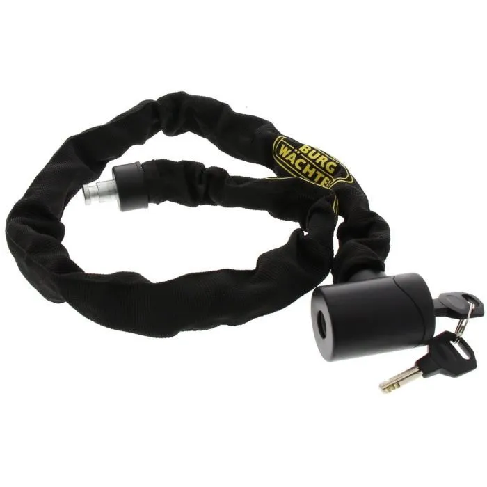 Burg Wachter Candado de Cadena para Bicicleta 580 90 Negro Acero 6mm Textil Alta Resistencia 2 Llaves 3 Burg Wachter Candado de Cadena para Bicicleta 580 90 Negro Acero 6mm Textil Alta Resistencia 2 Llaves 3