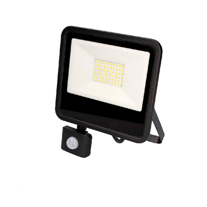 Foco proyector led 50w 4000lm 6400k luz fria con sensor de presencia 23,8x4,5x19,2cm edm