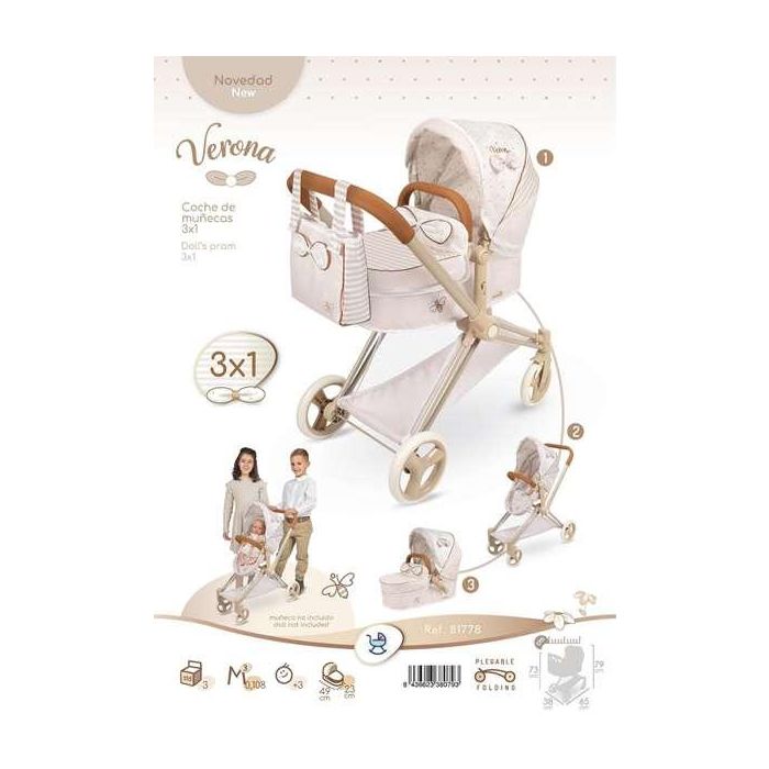 Decuevas Coche de Muñeca 3x1 Plegable Verona 79x65x38 cm para Muñecas hasta 50 cm 7