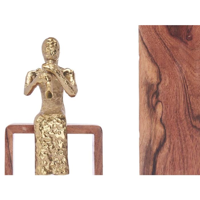 Figura Metal Flauta Oro Con Soporte Madera Giftdecor 13X27CM (6 Unidades) 2 Figura Metal Flauta Oro Con Soporte Madera Giftdecor 13X27CM (6 Unidades) 2