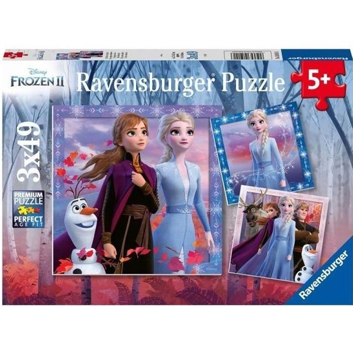Ravensburger The Snow Queen 2 Puzzle Infantil 3x49 Piezas con Pósters para Niños +5 Años