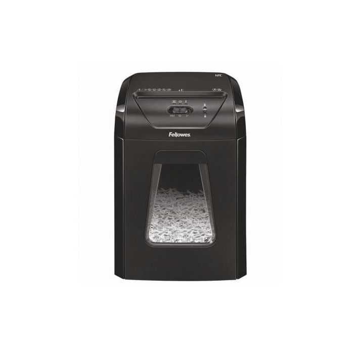 Fellowes 12C Destructora de Papel Corte Partículas 4x40mm P-4 para 12 Hojas, Papelera 19L, Grapas y Tarjetas, Hogar/Oficina Negra 1