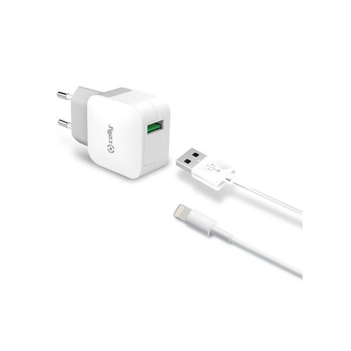 Celly Cargador Pared Usb + Cable Usb - Lightning 12 W Blanco