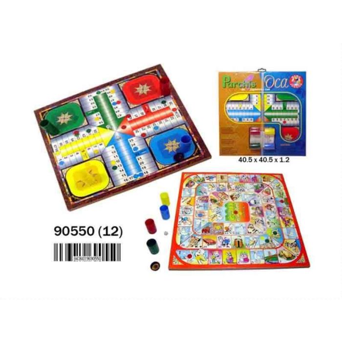Tablero de madera parchis 4 y oca con accesorios 40,5x40,5x1,2 cm 2 Tablero de madera parchis 4 y oca con accesorios 40,5x40,5x1,2 cm 2