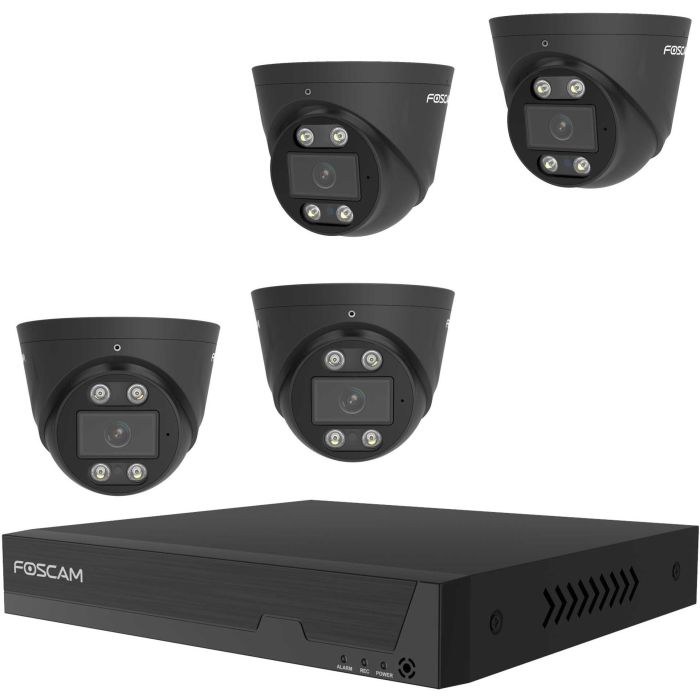 Foscam FNA108E-T4-2T Kit de Cámaras de Vigilancia 4K con Grabador, 4 Cámaras, Negro 4