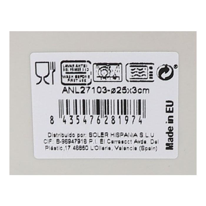 La Mediterranea Fuente Redonda "Anllo" Nordic Brillo 25 cm (12 Unidades)