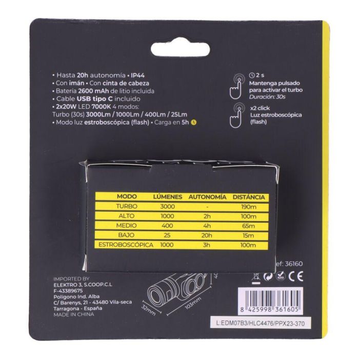 Edm Linterna Led Frontal Thunder Track 3000 Lm Recargable Modelo 3000lm 7