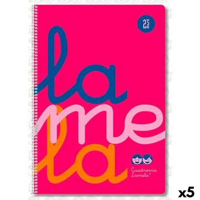 Libreta de Anillas Lamela Rosa Din A4 80 Hojas (5 Unidades) 0