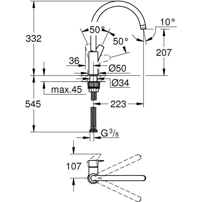GROHE - Mezclador monomando de lavabo 3