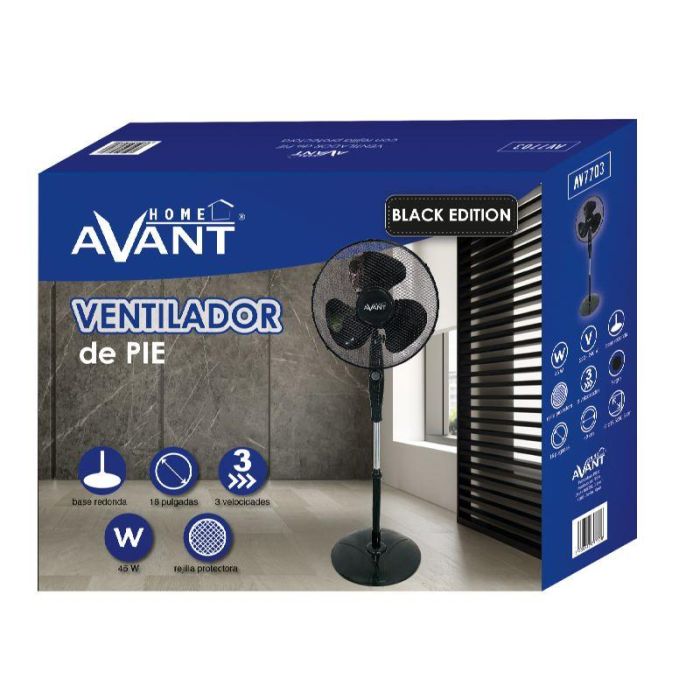 AVANT VENTILADOR DE PIE BLACK EDITION, 16", 45W, 40CM, BASE RED - AVANT