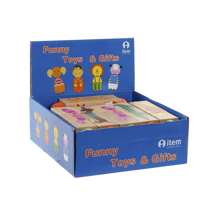 DKD Home Decor Puzzle para Niños de Madera, Naranja Verde, Tema Animal, 12 Unidades Surtidas (4x4x16 cm) 1