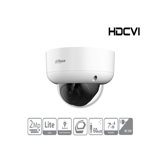 (Dh-Hac-Hdbw1200Rap-Z-2712-S6) Dahua Cámara Híbrida Domo Hdcvi 2Mp Antivandálica Varifocal 2.7-12Mm