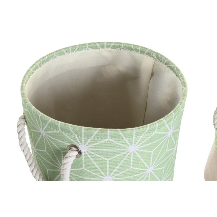 DKD Home Decor Cesta de Almacenamiento Urban Set de 3 Piezas Verde Beige 30x30x35 cm en Poliester y Eva con Diseño Geométrico 2 DKD Home Decor Cesta de Almacenamiento Urban Set de 3 Piezas Verde Beige 30x30x35 cm en Poliester y Eva con Diseño Geométrico 2