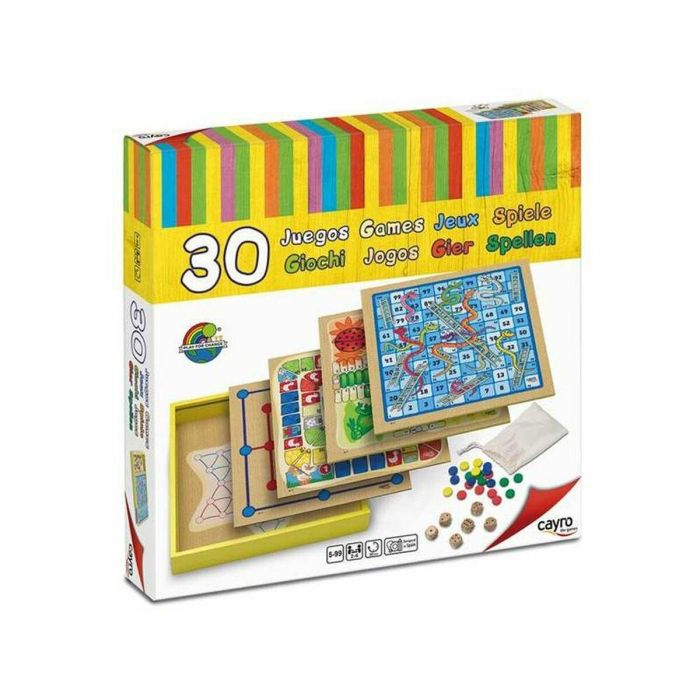 Juegos clásicos de madera variados 30 juegos. 2-4 jugadores 31x31x5,5 cm