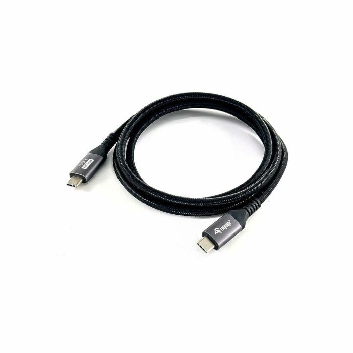 Equip Cable USB-C USB4 Gen3 Macho Macho 40Gbps 8K/60Hz 240W Con Chip E-Mark Color Negro 1.2m Malla algodon trenzado Carcasa Conector Aluminio 6
