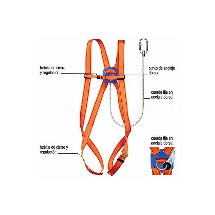 Faru Arnés de Protección Anticaídas Básico con Cuerda Incorporada de 1 m 1