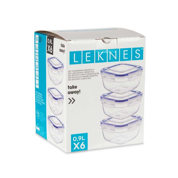 Set 6 Fiambreras Plastico Cuadradas 900Ml Leknes 14X8CM (8 Unidades) 2 Set 6 Fiambreras Plastico Cuadradas 900Ml Leknes 14X8CM (8 Unidades) 2