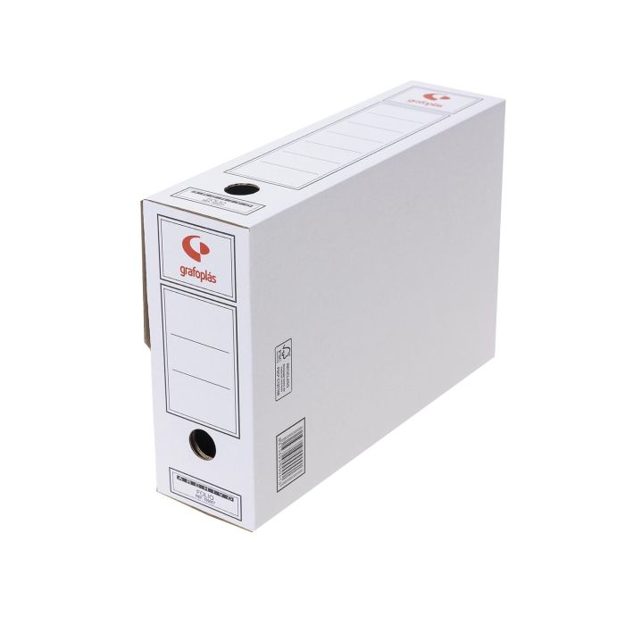 Grafoplás Caja Archivo Definitivo Folio Cartón FSC Blanco Pack 10 Unidades 4